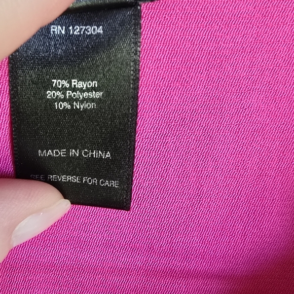 Ali Miles, Pink Woven Shimmer Stand Collar Button Front Pocket Tunic SZ Large - Picture 12 of 13